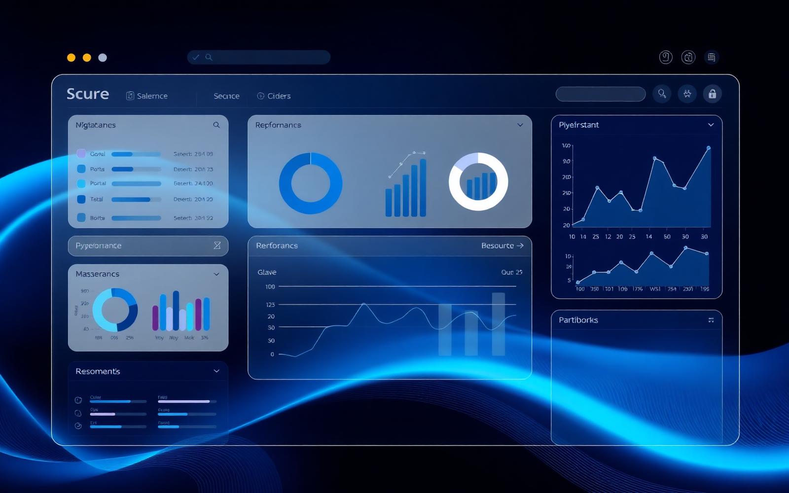 Web portal dashboard with analytics panels